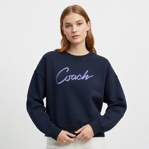 NWOT Coach Basic Blue Women’s Trendy Crewneck Size XXL PTP 30 Oversized Casual